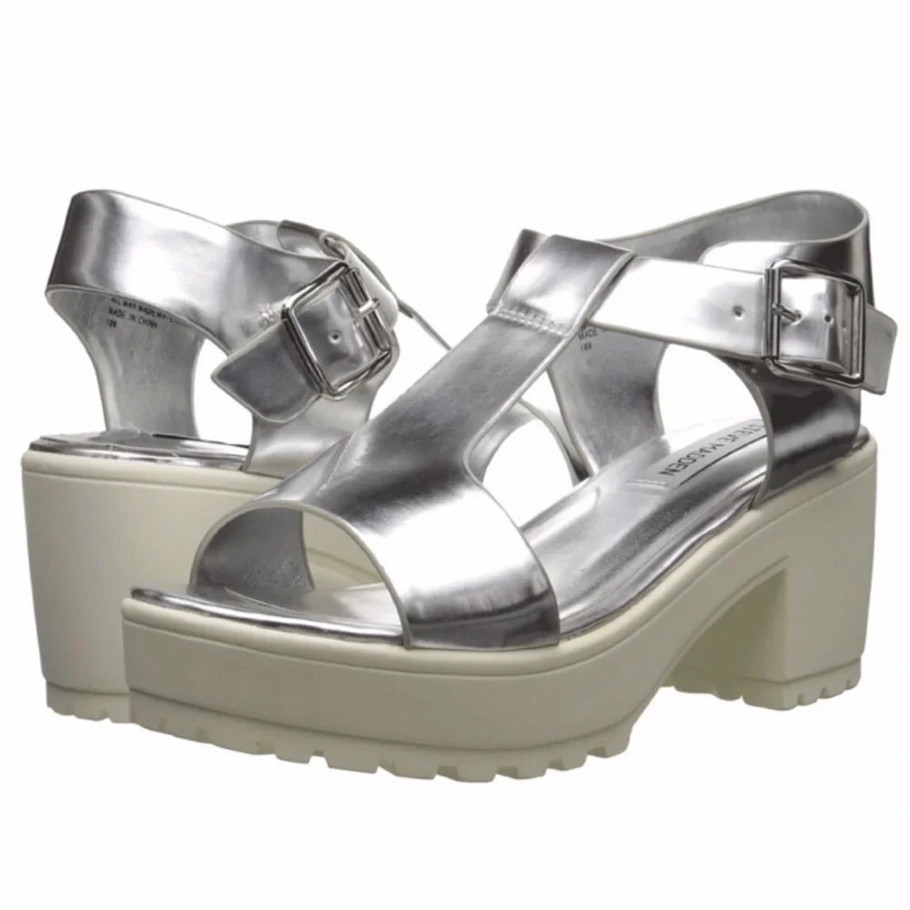 Steve Madden sandals silver Chunky Platform Steve Madden heels shoes Steffano